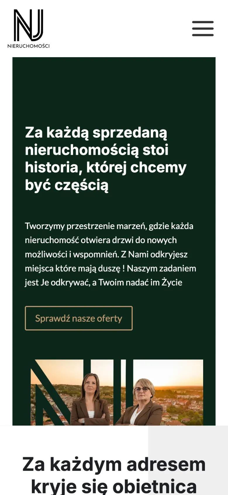 Strona NJ Nieruchomości na telefonie