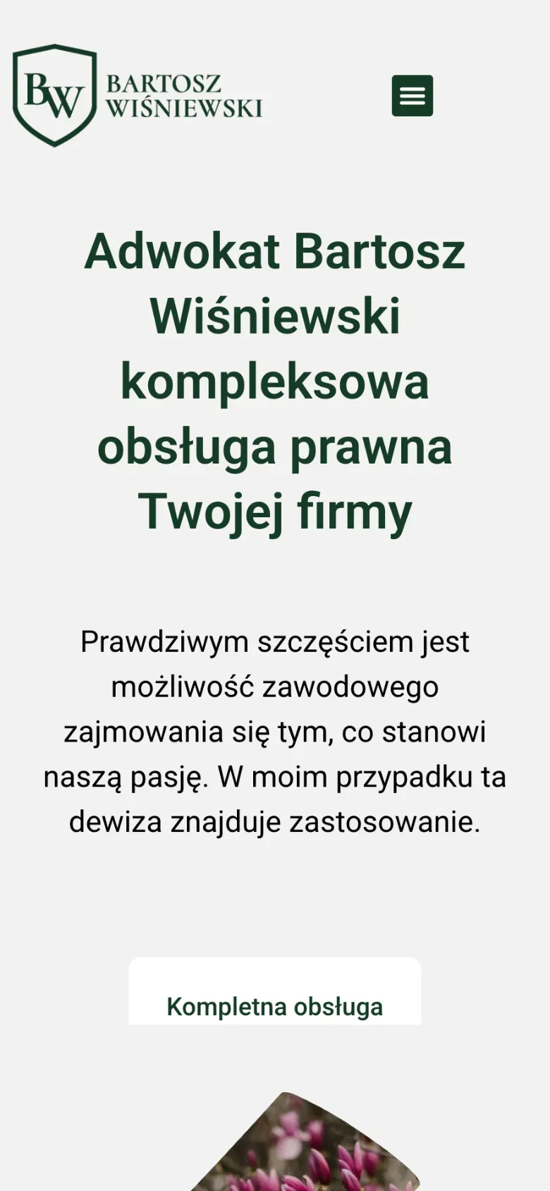Strona kancelarii Bartosza Wiśniewskiego na telefonie